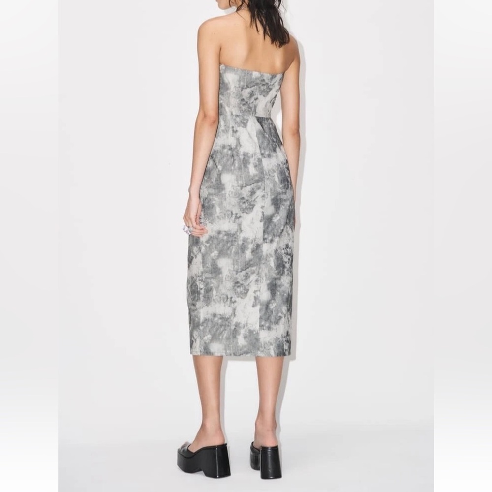 Zara Strapless Dress Cargo Utility Midi Camo Print body con NWT XS Blogger Fave - Picture 9 of 11